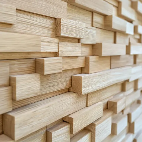 An extreme close-up of a wall with beige expensive wooden material
