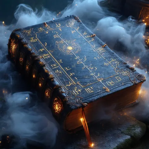 Ancient Tome Glowing Under Ethereal Moonlight