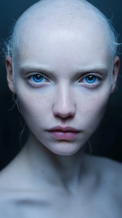Portrait of an alien-like human, subtle extraterrestrial features