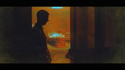The man stood at the door of the hospital room but didn’t go in. In a medium shot from the side