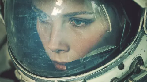 Same woman astronaut exactly, same face exactly, same helmet exactly