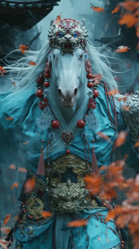 Giant horse-headed underworld guard from Chinese traditional mythology, titanic huge size