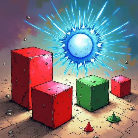 Red Cubes Blue Sphere and Green Cones