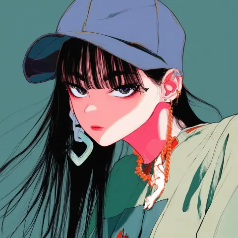 Anime style, bold outlines, varied line weight, manga-inspired lineart, vibrant colors
