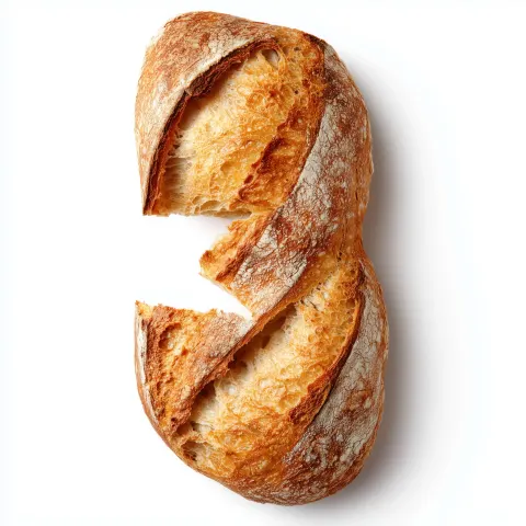 Number 3 made from baguette, high definition with a live-action feel on white background
