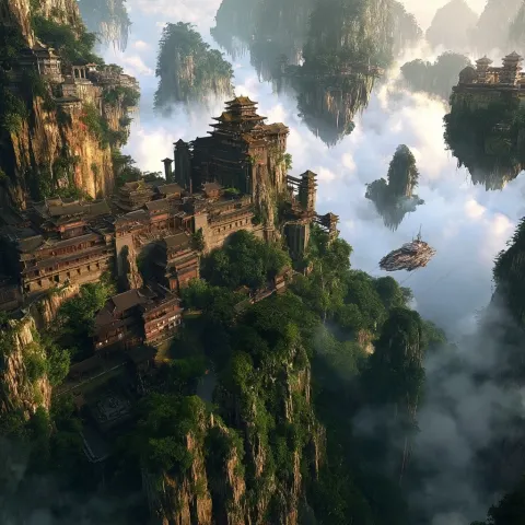 Floating Mountain Sect Seen from Above