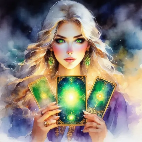 Watercolor Medium Holding Ancient Oracle Cards
