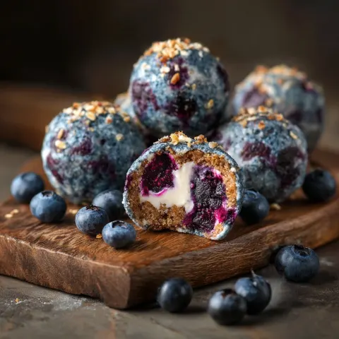 Creamy Blueberry Cheesecake Protein Energy Balls