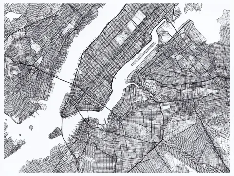 New your city map minimalistic lines vector style, black and white