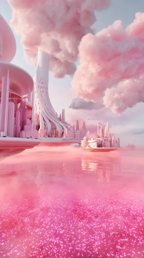 A corner of a futuristic floating city named "Parma