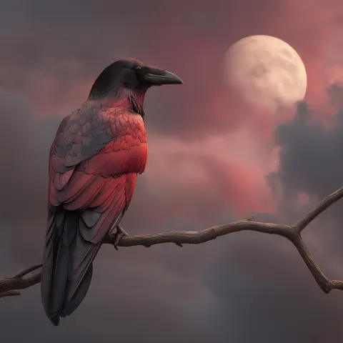 Create realistic 16:9 image using black, reds, blues