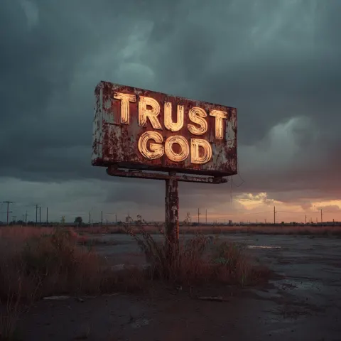 A sign that says "Trust God"