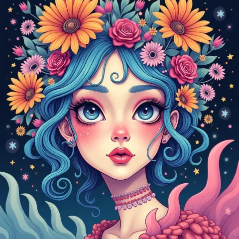 Lofi Dream Portrait in Pastel Vector Whimsy