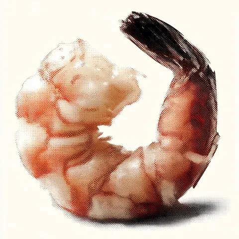 Shrimp in dramatic halftone effect black and white
