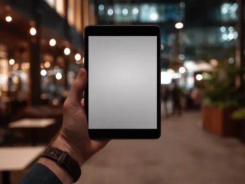 Image of an ipad in a man hand for mockups
