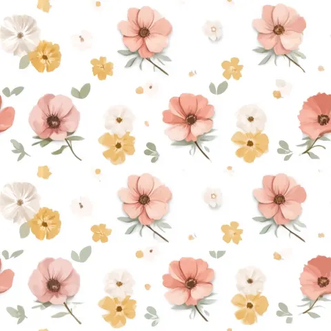Pattern covering full canvas, small scattered flowers evenly distributed, no elements cut off
