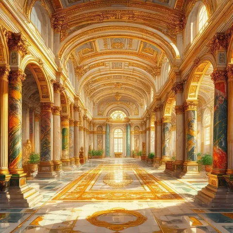 Opulent Roman Villa Interior in Classic Illustration