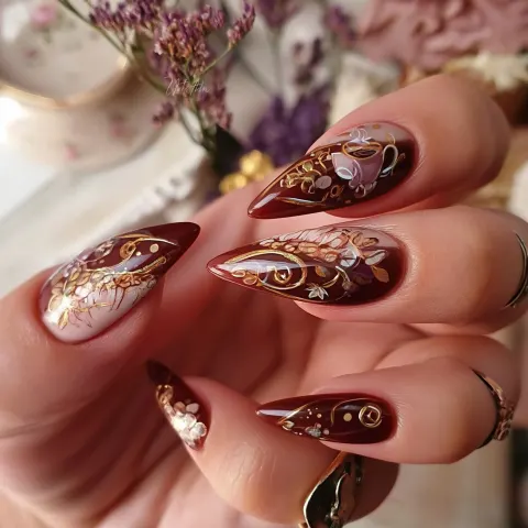 Highly detailed coffee pointy nails
