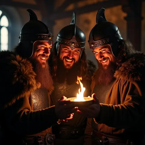 Vikings Huddled Around a Mystical Device