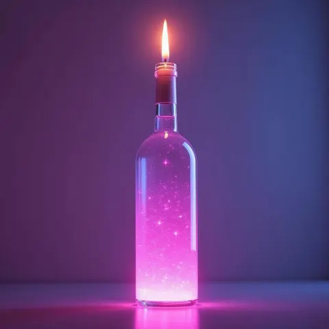 Neon Wine Bottle Candle in Vaporwave Dreams