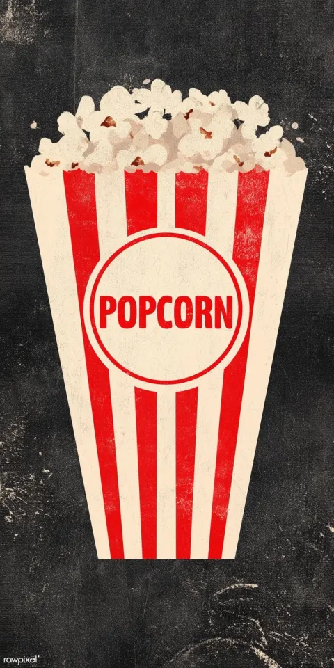 Classic popcorn box design, vertical red and white stripes