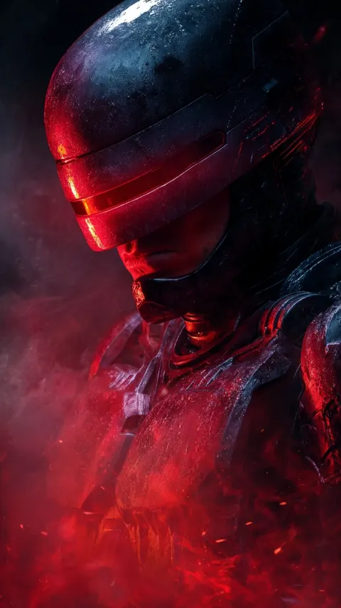 Movie poster for Robocop, in the style of BossLogic