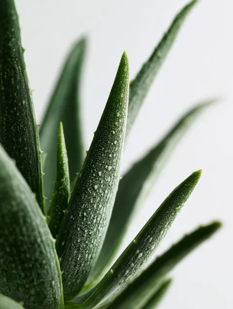 A close-up of the leaves and blades on an aloe vera plant