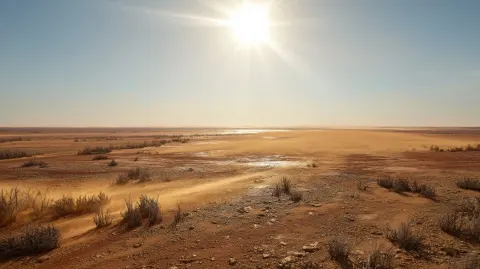 Scorching Empty Badlands Under a Blazing Sun