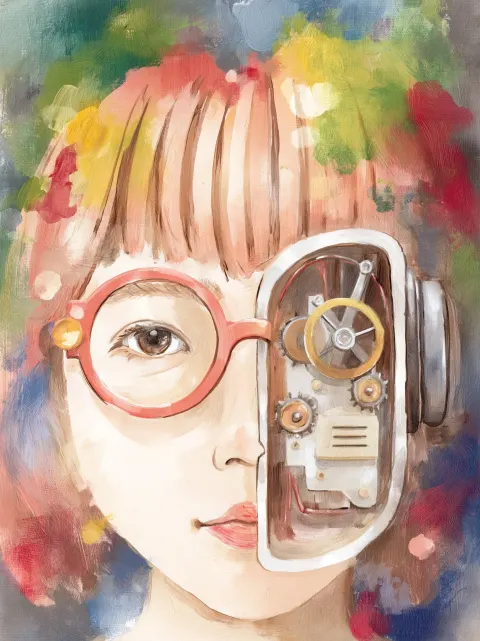 The artificial intelligence of an autistic woman, magic realism, colorful Expressionis