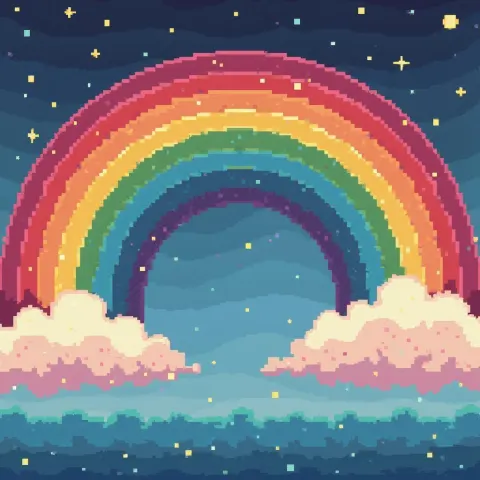 Nostalgic Eight Bit Rainbow in Retro Palette