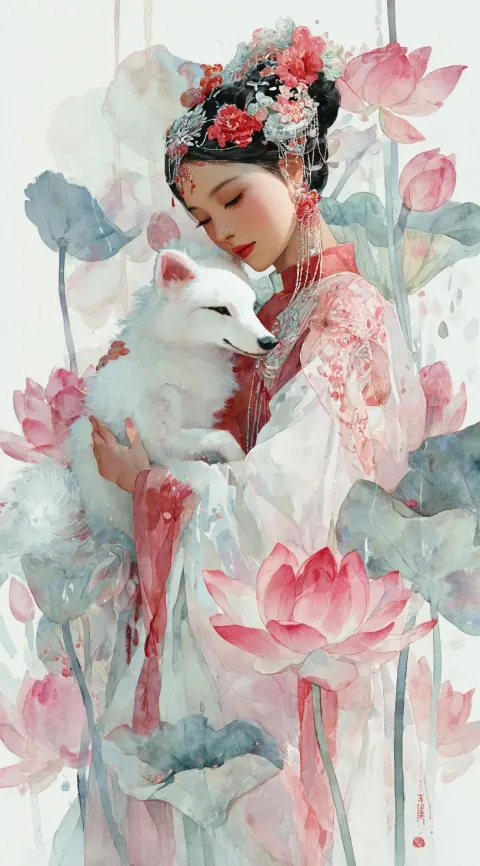 A beautiful young woman in an ancient chinese costume