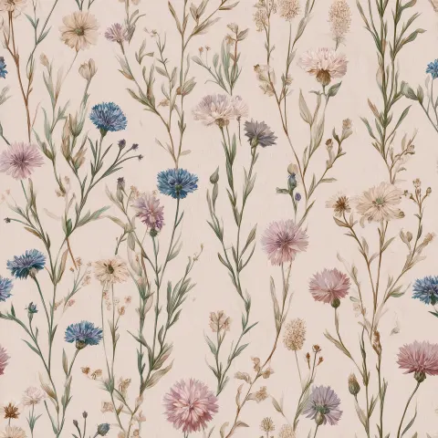 Watercolor wildflower wallpaper, vintage aesthetic, cottagecore-style pattern