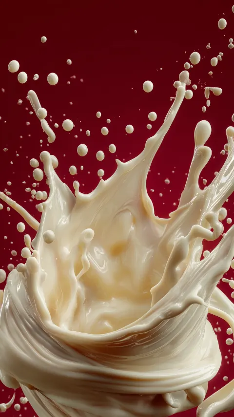 High-end food advertising photography, creamy white chocolate splash frozen mid-air