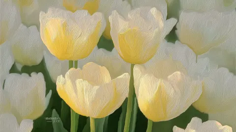 White Tulip Backdrop Painting on Canvas