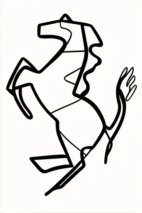 The ferrari logo in the style of pablo picasso