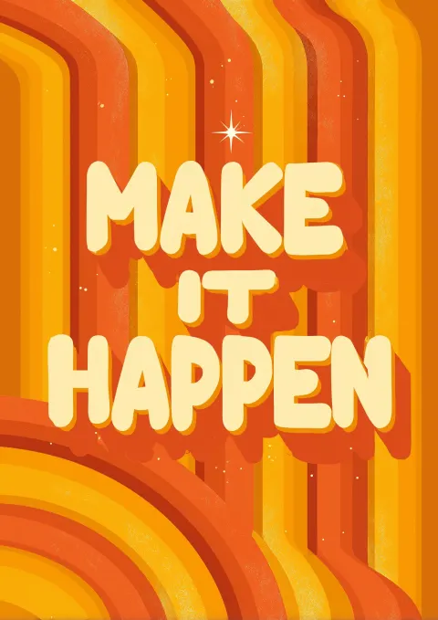 Retro 70s style vector typography poster, wavy and bold bubble letters