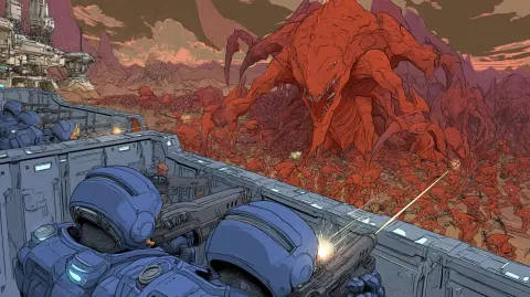 Zergling Swarm Against Terran Soldiers, 8-Bit