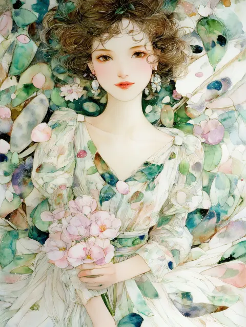Flower parade in a beautiful town, many flower petals falling in the air