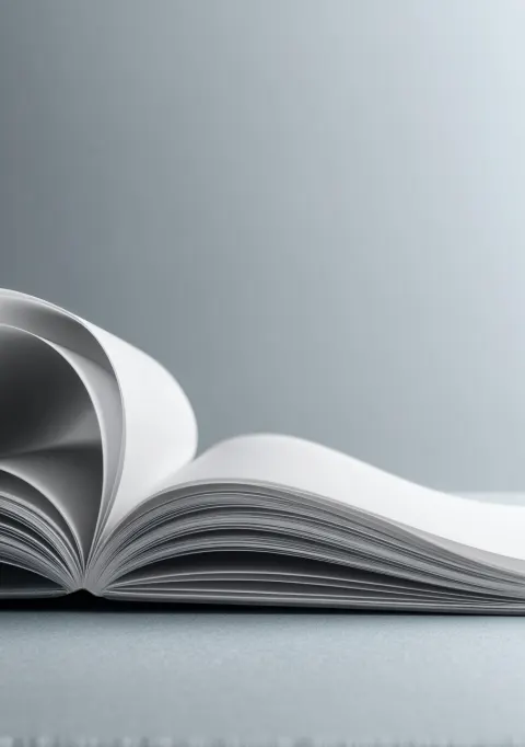 Poster for book presentation event, a close up shot of a part of blank book