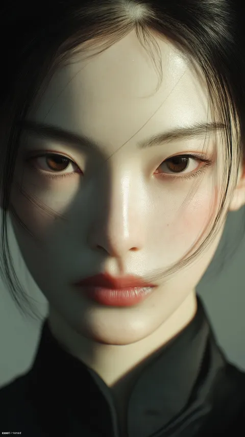 Prompt: A hyper-realistic portrait of an exceptionally beautiful young Chinese woman with a "cool-to