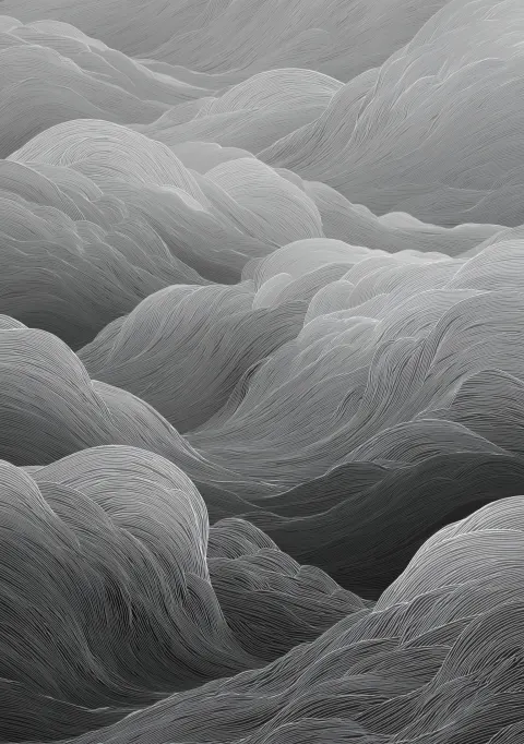 Repeating wave patterns with subtle variation, monochrome palette, meditative design