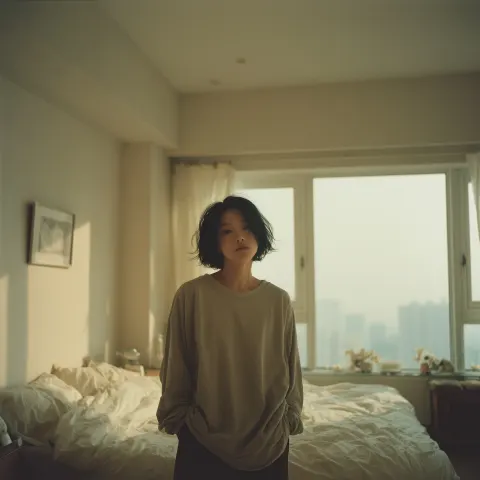 Taiwanese 2000s Mandopop album cover aesthetic, one young East Asian woman as the only subject