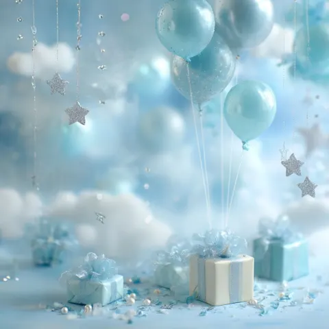 The hazy gradient background of cream blue and Tiffany blue, the ethereal soft-focus effect