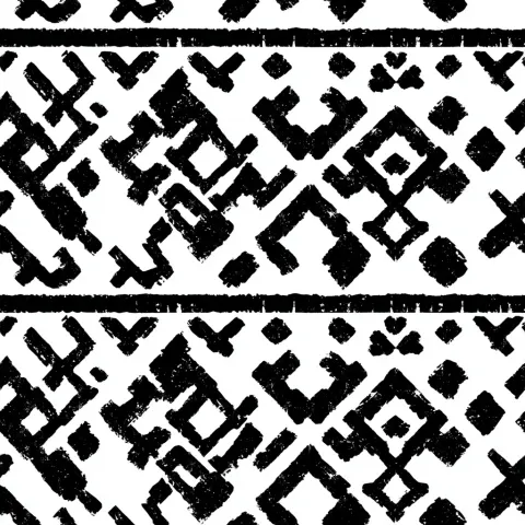 Traditional African tribal textile pattern, thick black hand-painted geometric motifs