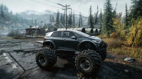 VW ID.3 converted to a monster truck. HUGE tires.