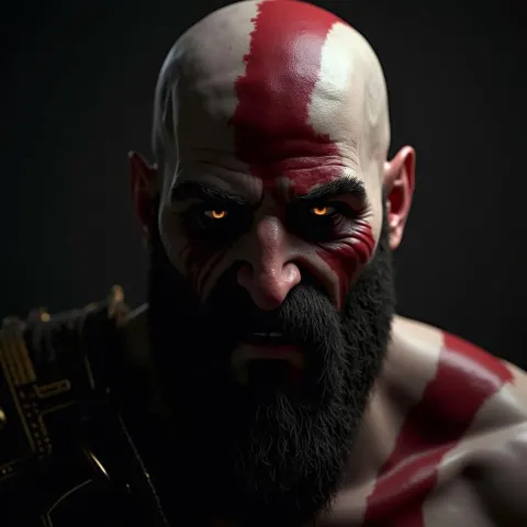 Kratos in Intense Cinematic 3D Chiaroscuro