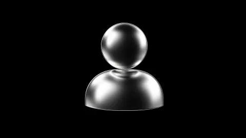 A realistic metallic contacts people icon, front-facing view