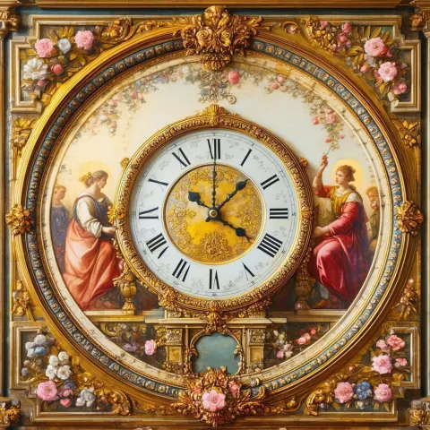 Renaissance Fresco Clock With Classical Figures