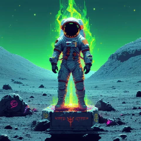 Headless Astronaut on an Eldritch Lunar Altar