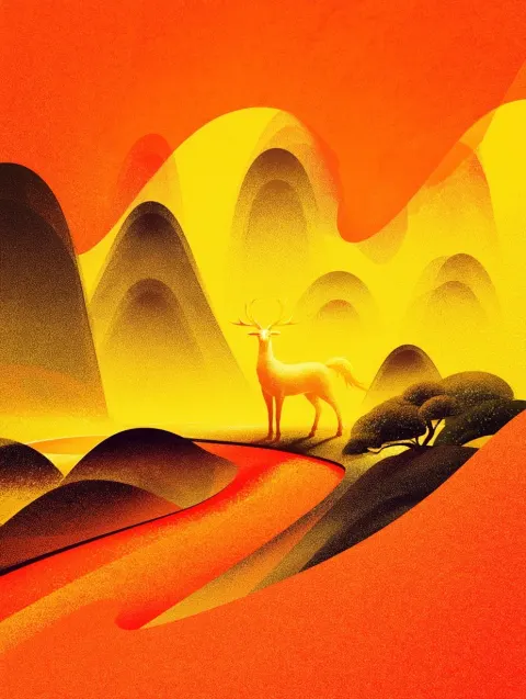Chinese fantasy style, minimalist, high-contrast colors, dreamy atmosphere, cinematic lighting